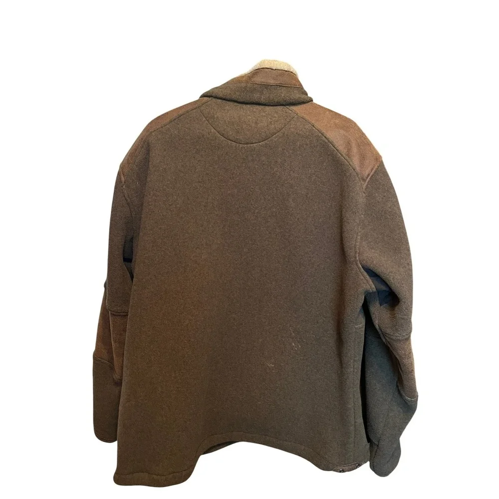 Kuhl Mens‎ XXL Fleece Jacket Brown Full Zip Shearling Collar Suede Shoulders